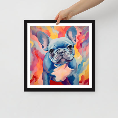 Aqua Aura Frenchie Framed Poster