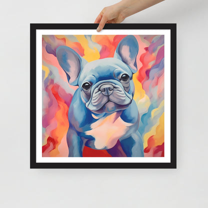 Aqua Aura Frenchie Framed Poster