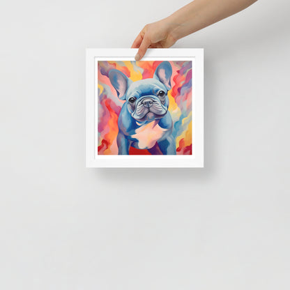 Aqua Aura Frenchie Framed Poster