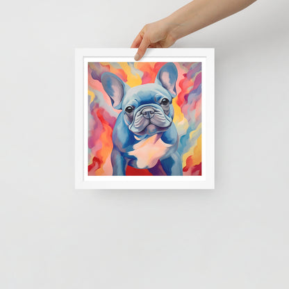 Aqua Aura Frenchie Framed Poster