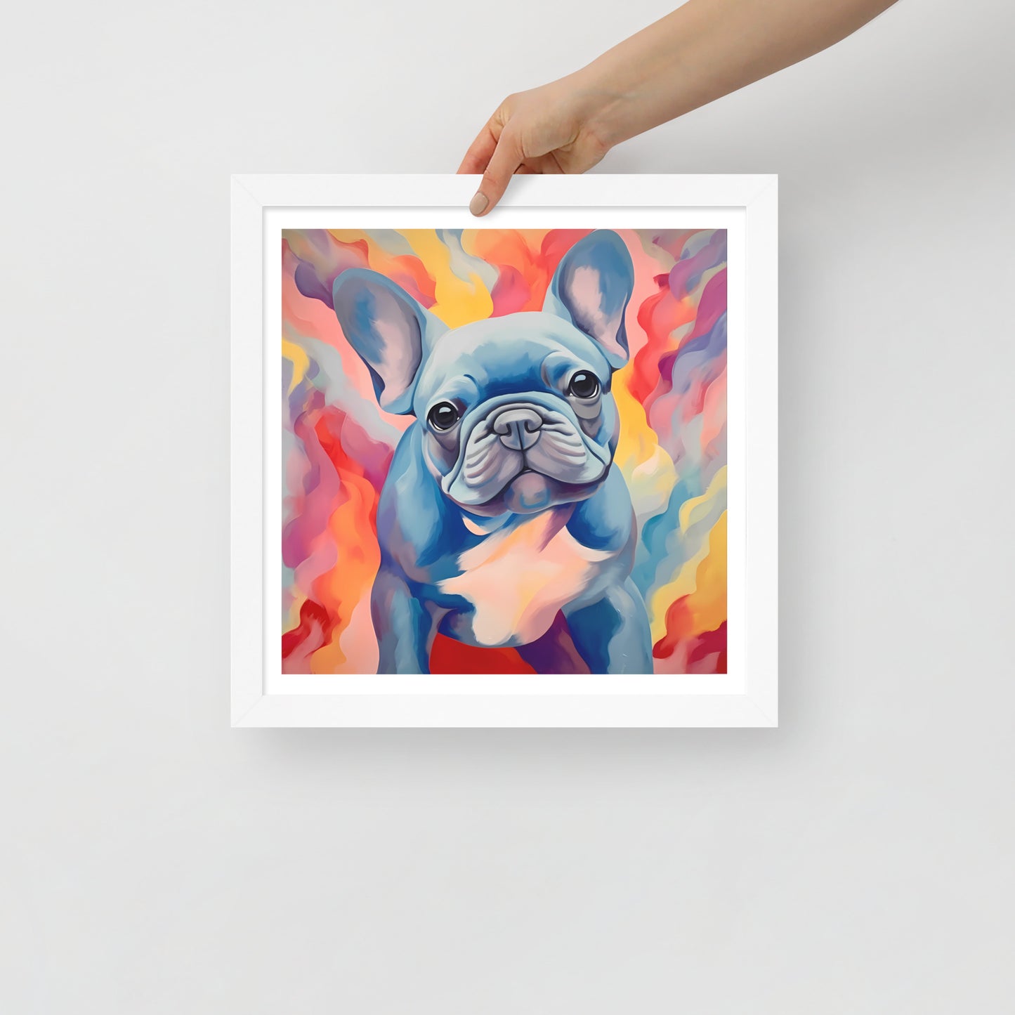 Aqua Aura Frenchie Framed Poster