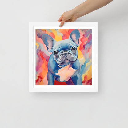 Aqua Aura Frenchie Framed Poster