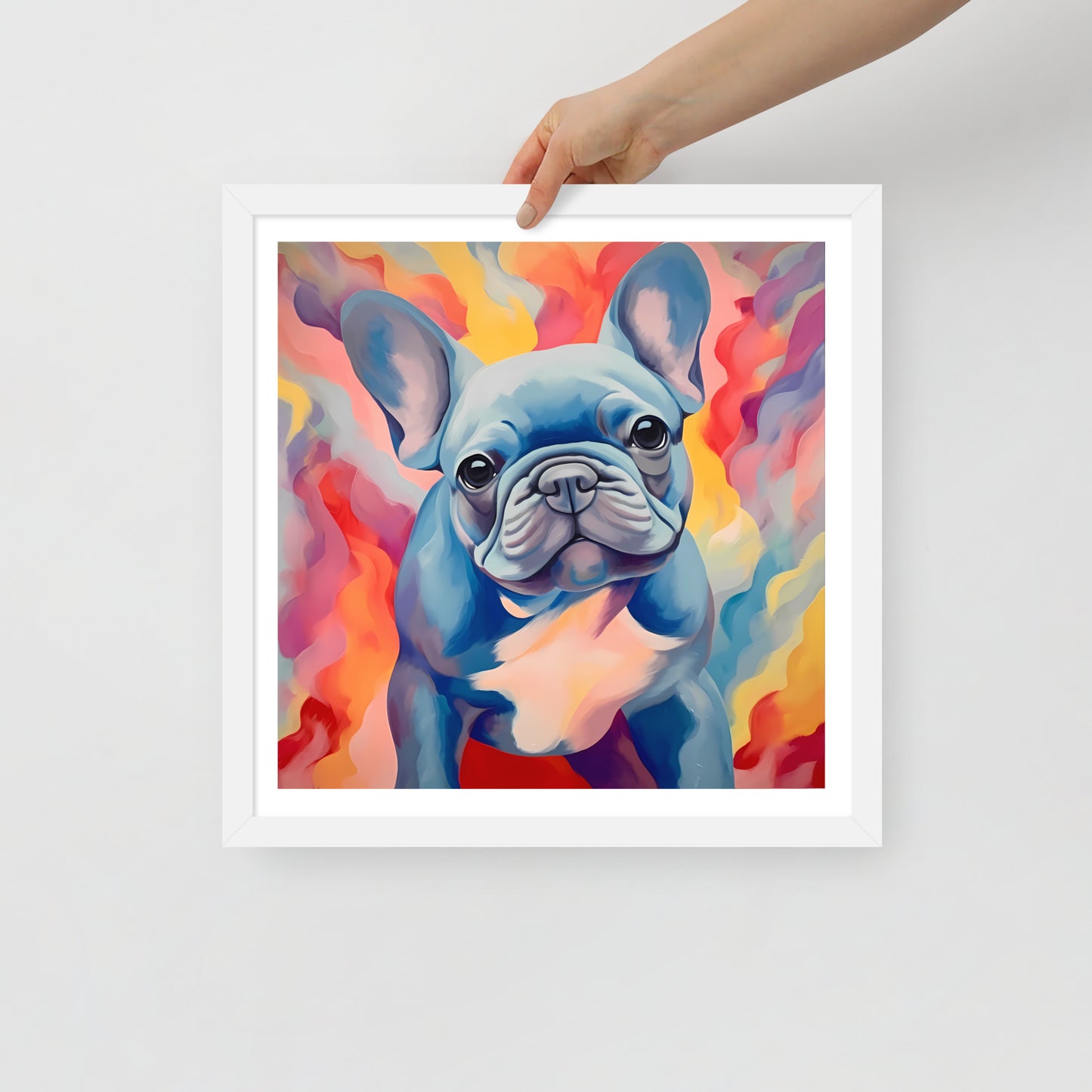 Aqua Aura Frenchie Framed Poster