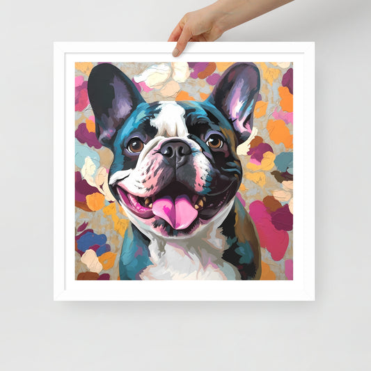 Pied Patchy Pooch Framed Poster