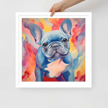 Aqua Aura Frenchie Framed Poster