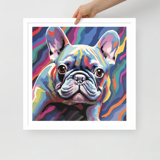 Frenchie in Colorflow Framed Poster