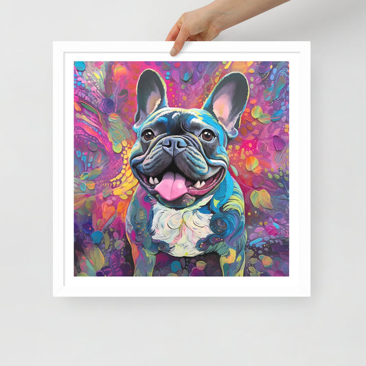 Joyful Jardin Pup Framed Poster