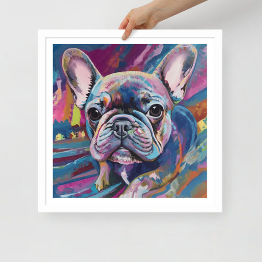 Pondering Purple Pup Framed Poster