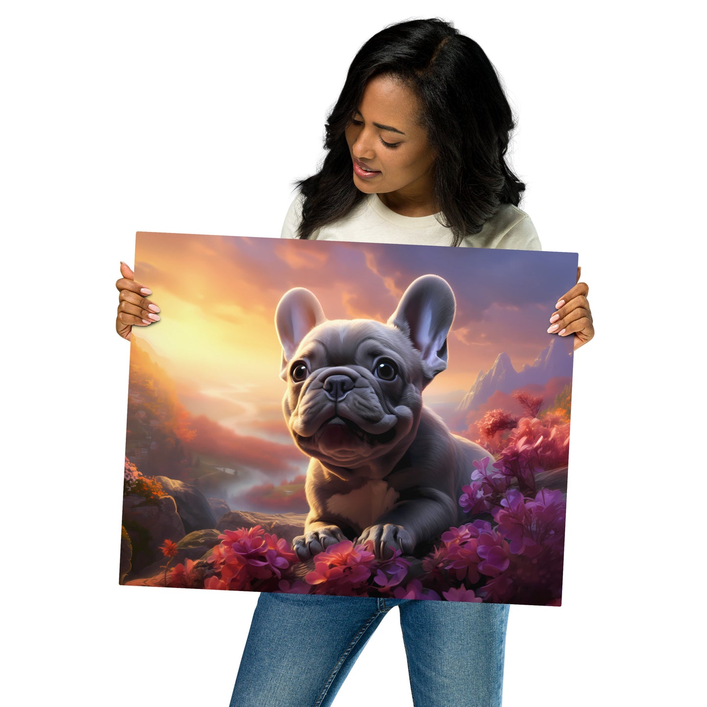 Romantic Frenchie - Metal Print