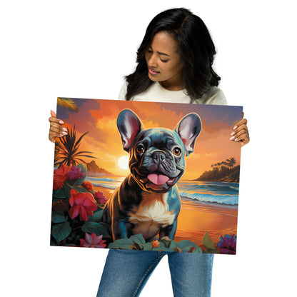 Blue Hawaii Frenchie - Metal Print