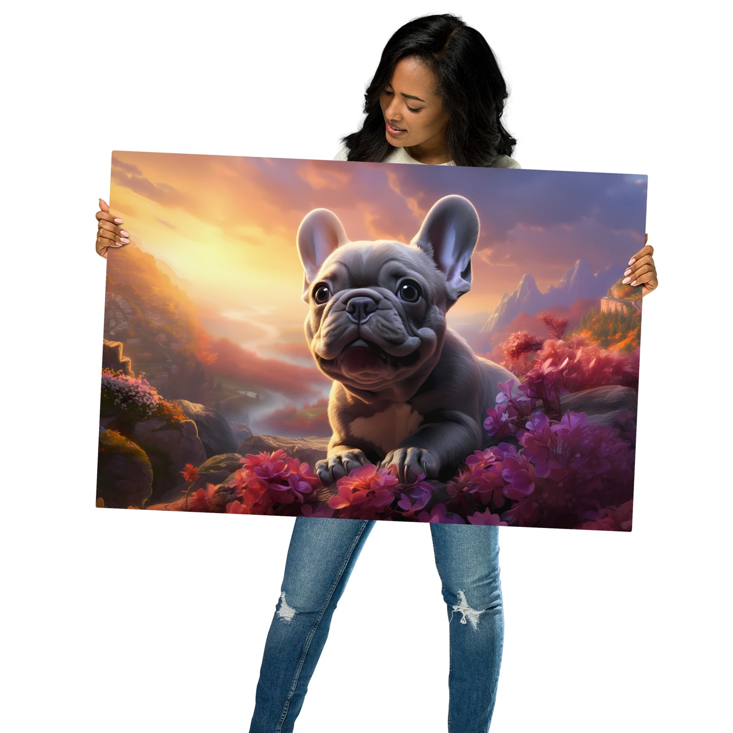 Romantic Frenchie - Metal Print