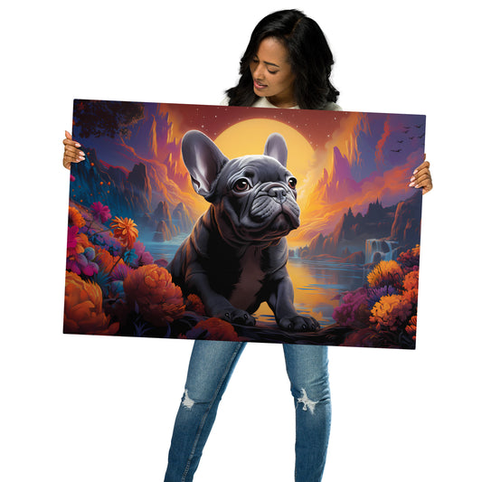 Rising Sun Frenchie - Metal Print