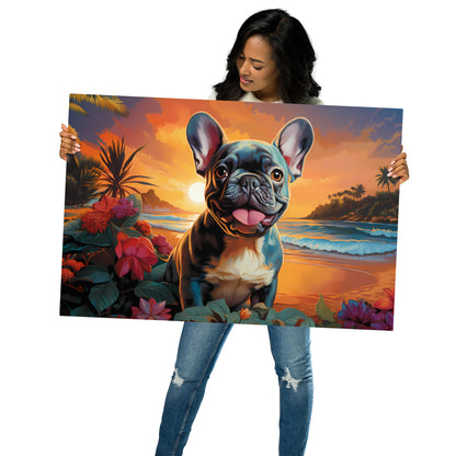 Blue Hawaii Frenchie - Metal Print