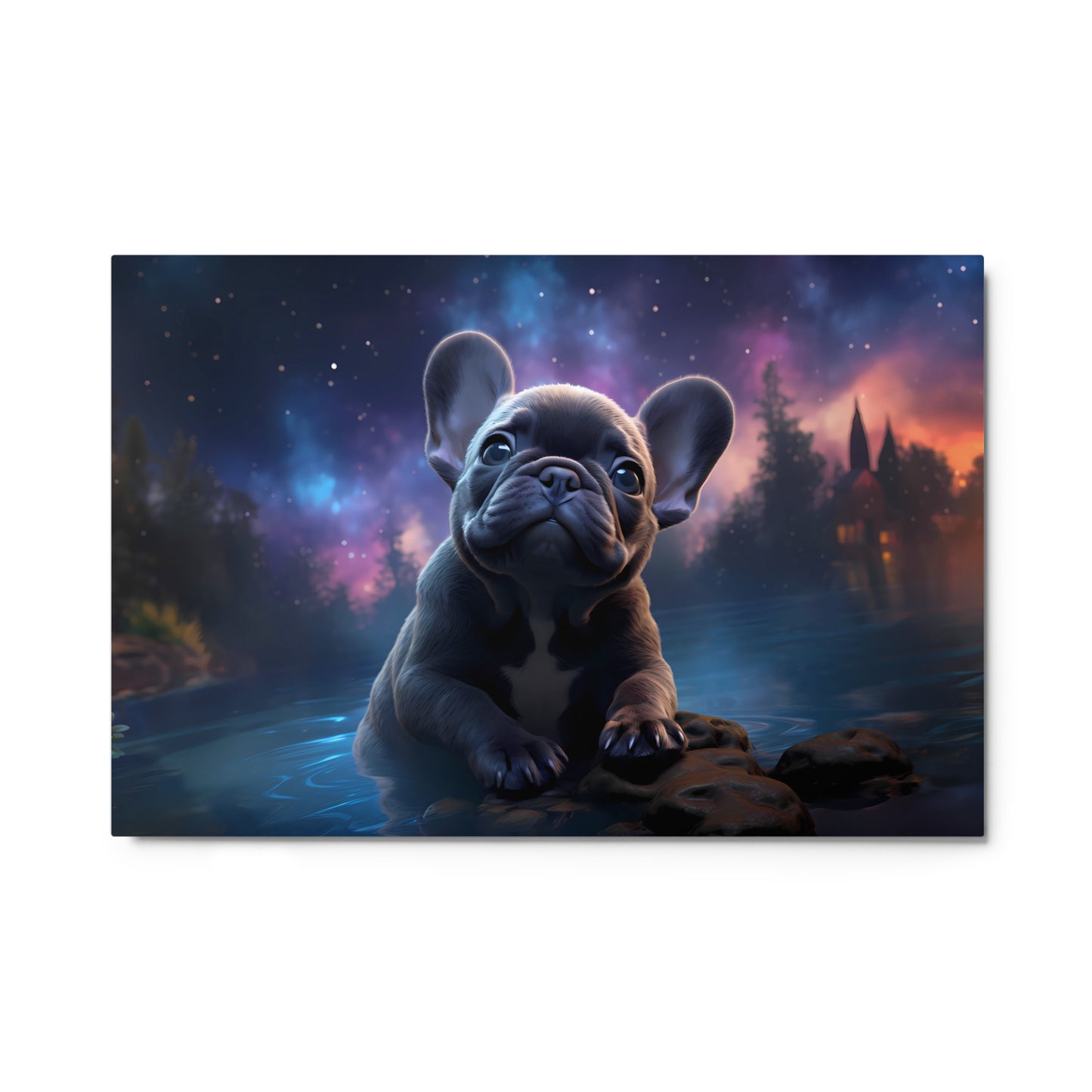 Frenchies of the Night - Metal Print