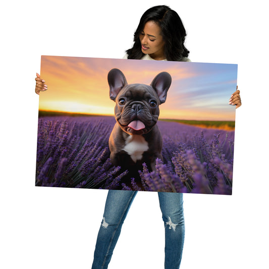 Frenchie's Floral Fantasy - Metal Print