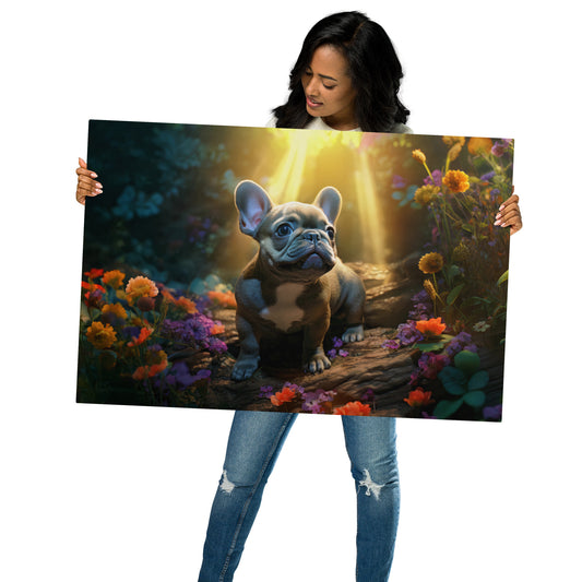 Flower Forest Frenchie - Metal Prints