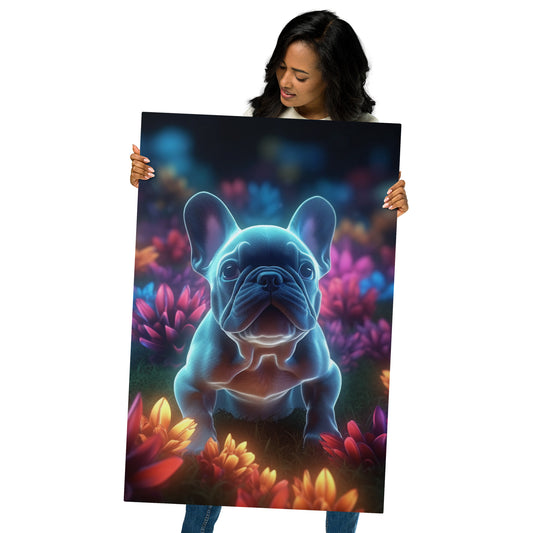 Neon Frenchie Metal Print