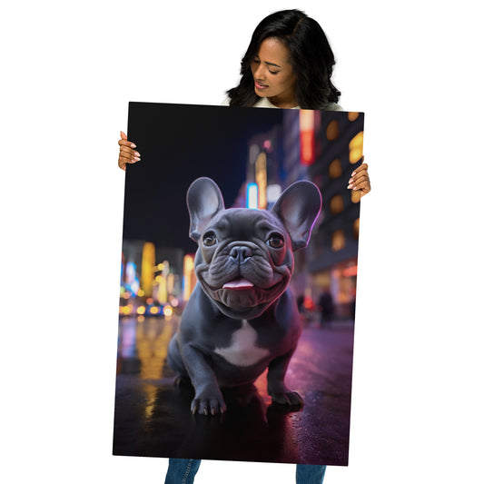 Frenchie in the Streets Metal Print