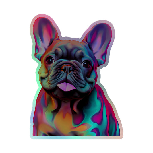 Neon Frenchie Holographic Sticker