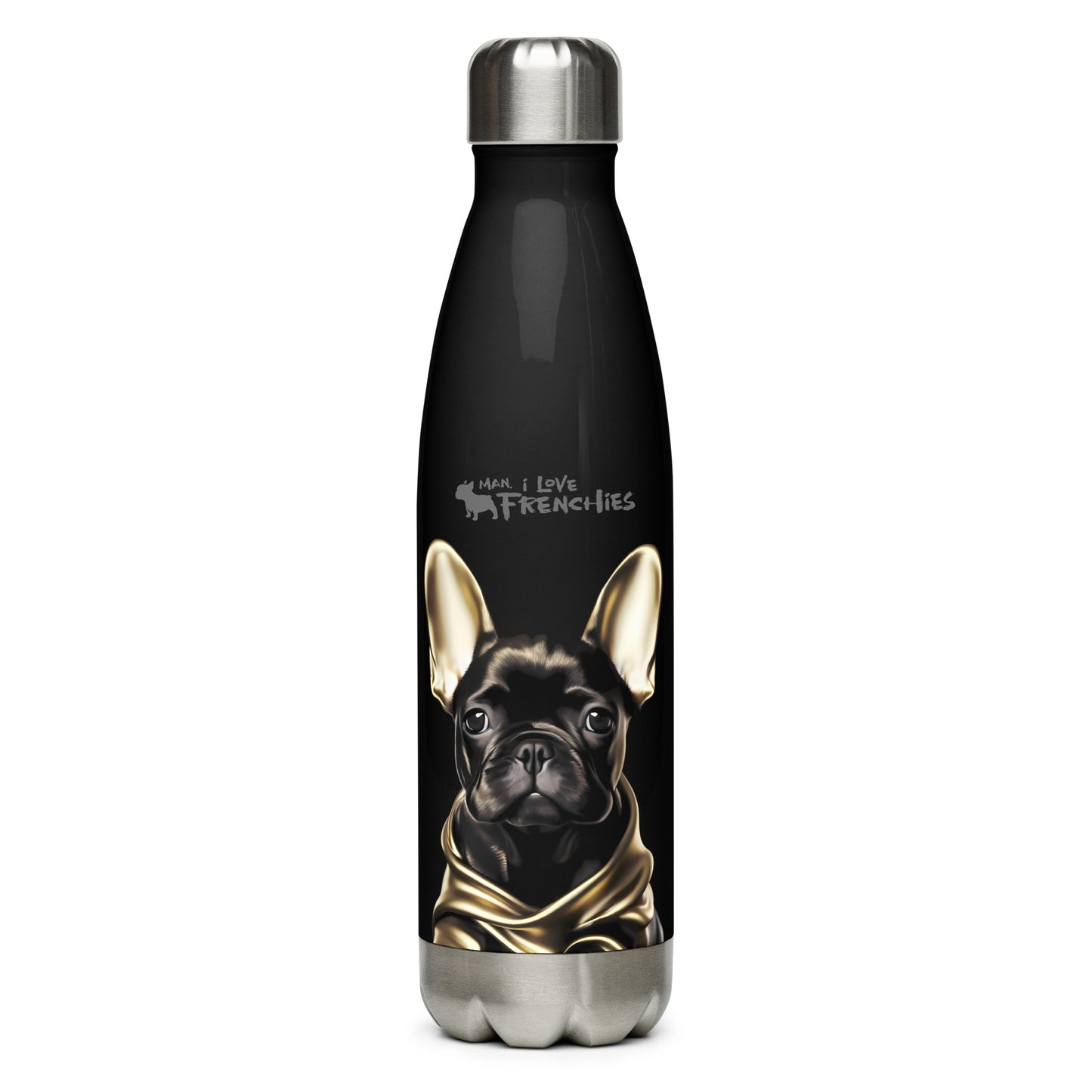 Gold Frenchie Stainless Steel Water Bottle