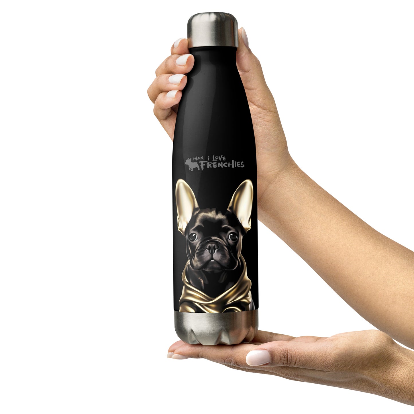 Gold Frenchie Stainless Steel Water Bottle