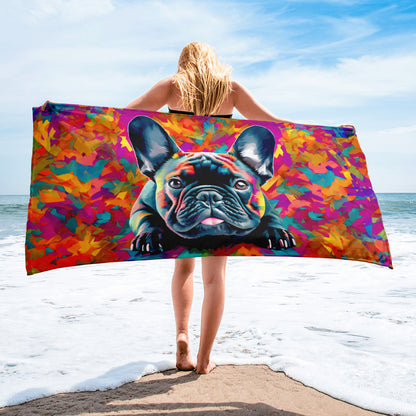 Maple Frenchie Beach Towel