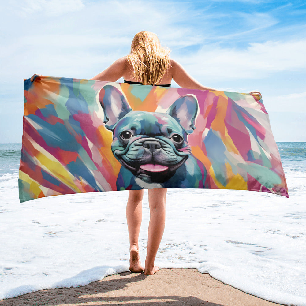 Watercolor Frenchie Beach Towel