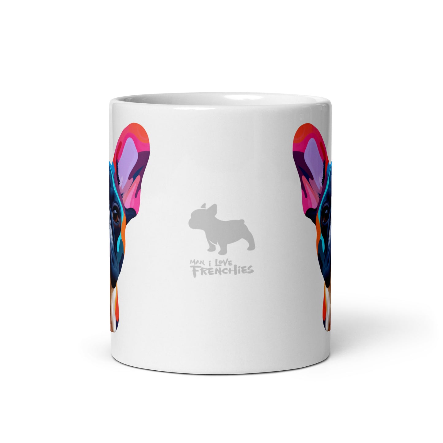 Vivid Pied Frenchie White Mug