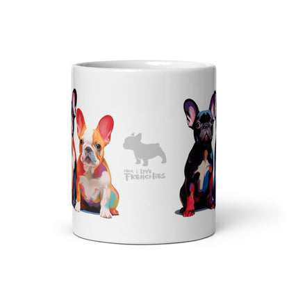 Three Frenchies White Mug