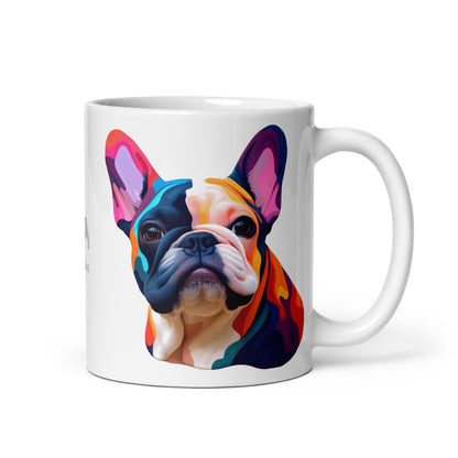 Vivid Pied Frenchie White Mug