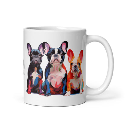 Three Frenchies White Mug