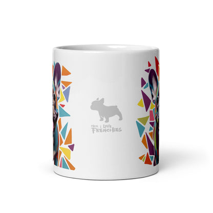 Geometric Frenchie White Mug