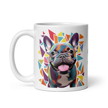 Geometric Frenchie White Mug