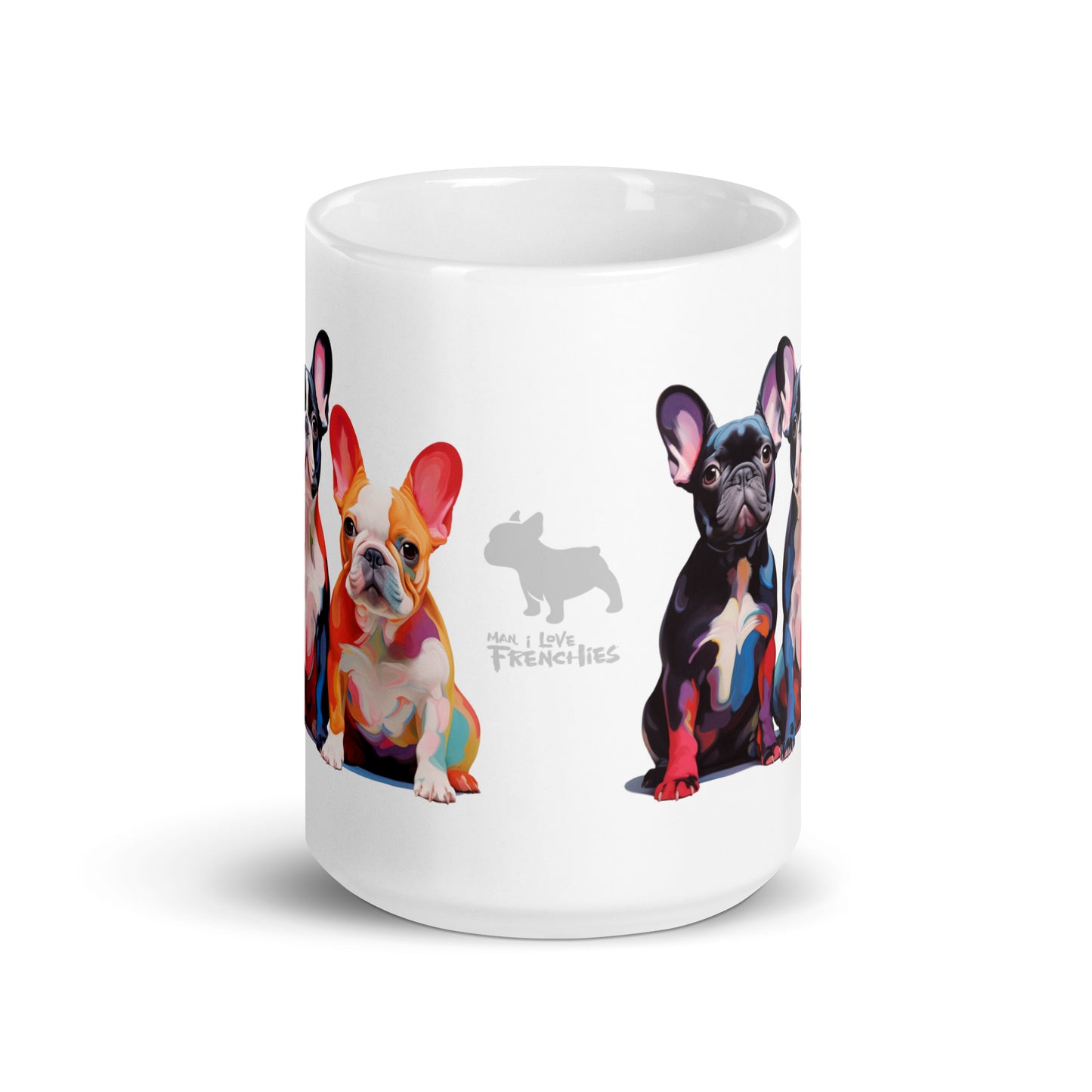 Three Frenchies White Mug