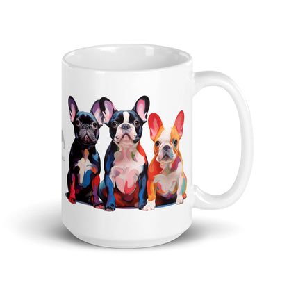 Three Frenchies White Mug