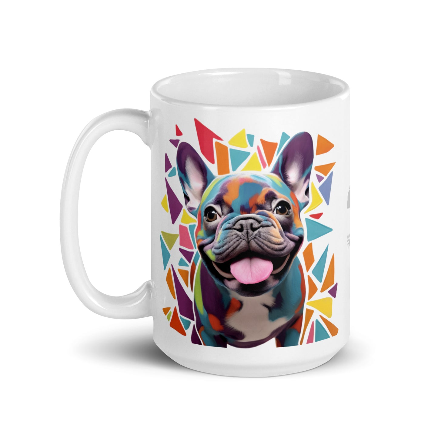 Geometric Frenchie White Mug