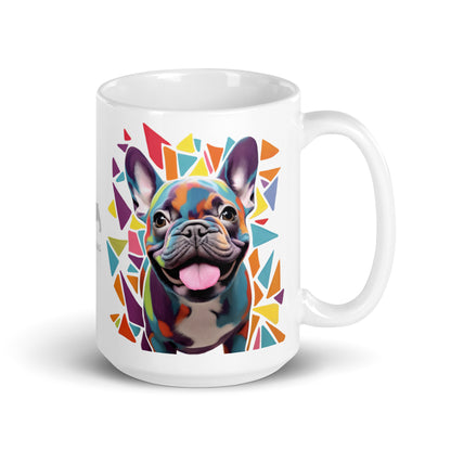 Geometric Frenchie White Mug