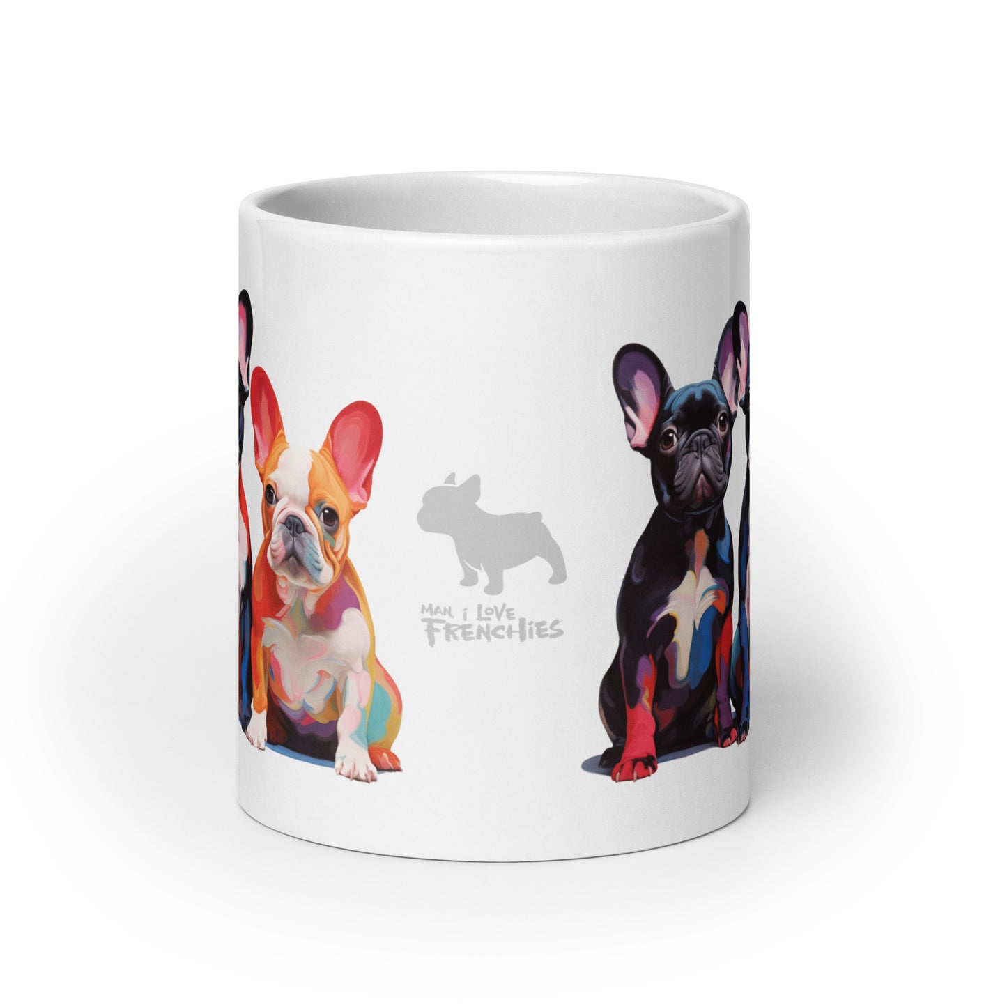 Three Frenchies White Mug