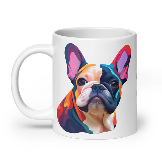 Vivid Pied Frenchie White Mug