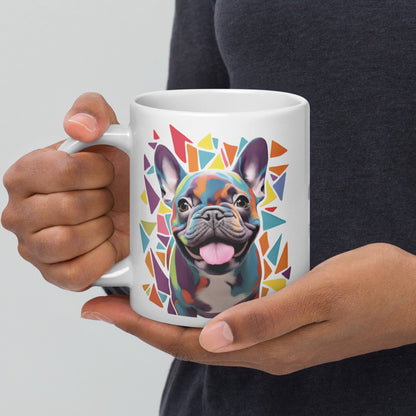 Geometric Frenchie White Mug