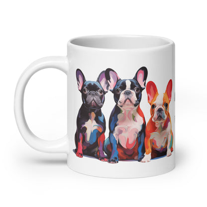 Three Frenchies White Mug