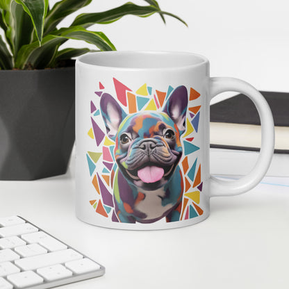 Geometric Frenchie White Mug