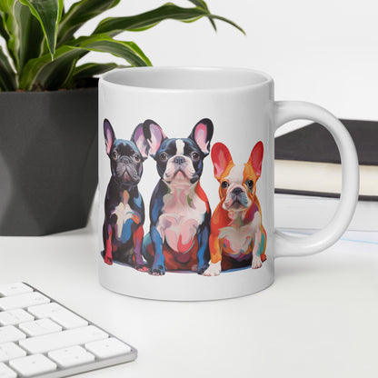 Three Frenchies White Mug