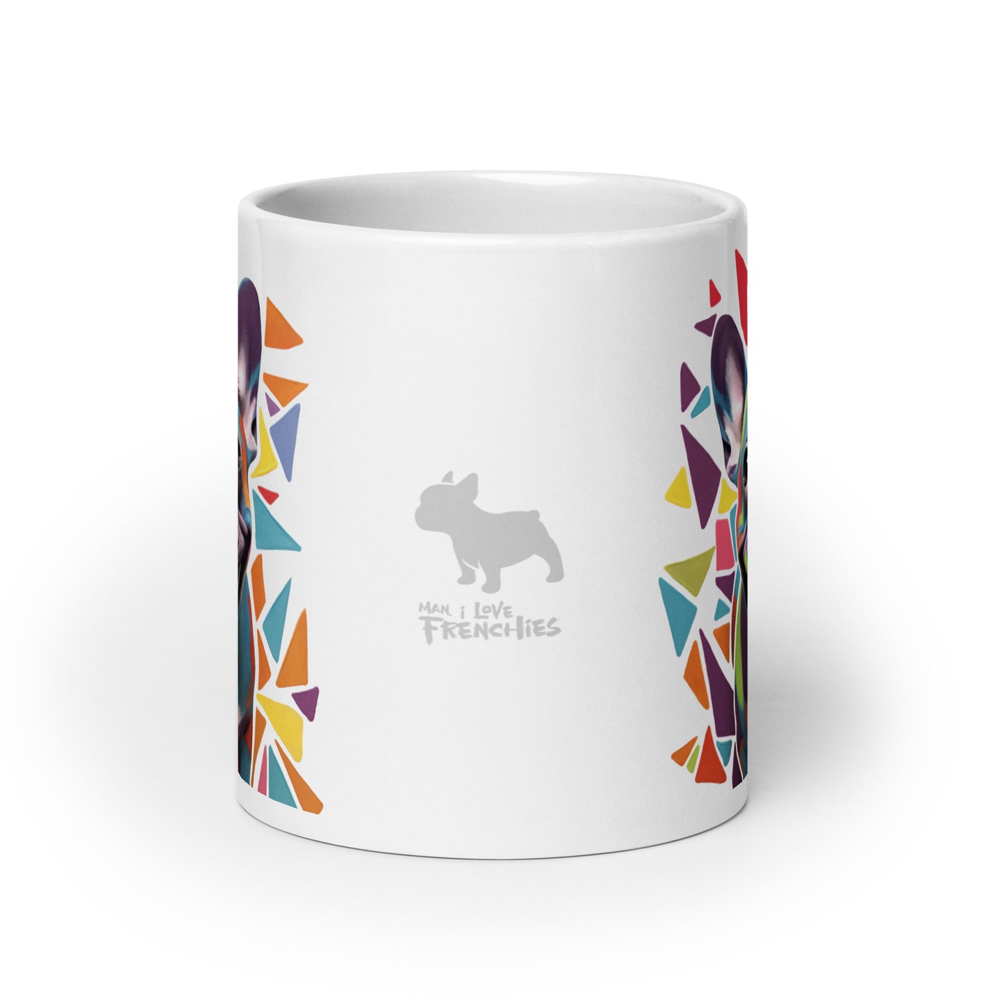 Geometric Frenchie White Mug